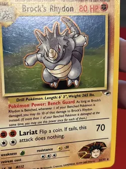 Pokemon TCG Brock's Rhydon Gym Heroes 2/132 Holo Unlimited Holo Rare - Image 3