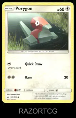PORYGON 155/214 C UNBROKEN BONDS POKEMON LP - Image 1