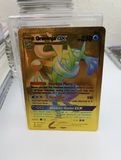 Greninja GX Rainbow Gold Foil Fan Art Vinyl Textured Collector Pokemon Card - Image 1