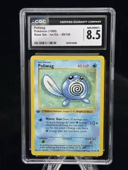 Poliwag #59 1st Edition Base Set 1999 Pokemon Game CGC 8.5 💦 - Image 1