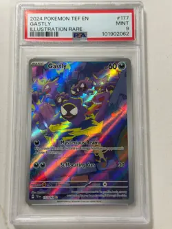 2024 Pokemon Temporal Forces Gastly 177/162 Illustration Rare PSA 9 MINT - Image 1