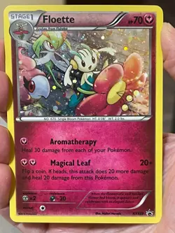 POKEMON FLOETTE XY139 PROMO BLACK STAR COSMOS HOLOFOIL WITH BIG SWIRL NM CARD - Image 1