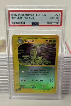 2002 Pokemon Expedition Bayleef Reverse Holo Foil 71/165 PSA 8 NEAR MINT - Image 1