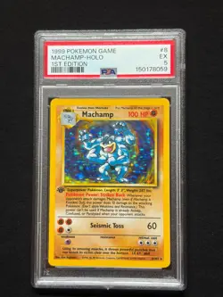 1999 Pokemon Base Set Machamp Holo 1st Edition PSA 5 – WOTC Vintage - Image 1