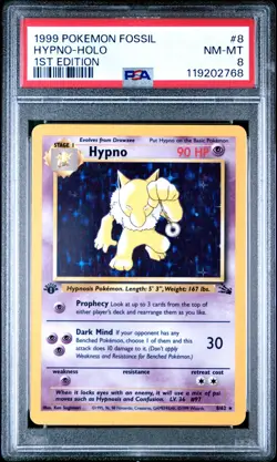 1999 Pokemon Fossil Hypno Holo #8 1st Edition PSA 8 WOTC Vintage - Image 1