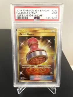 Pokemon Reset Stamp Gold 2019 Unified Minds 253/236 PSA 9 - Image 1