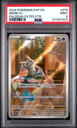 2024 Pokemon Paldean Fates ETB MIMIKYU 075 Black Star Promo PSA 9 - Image 1