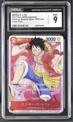 CGC 9 2022 ONE PIECE JAPANESE PREMIUM BOOSTER MONKEY D LUFFY OP01-024 - Image 1