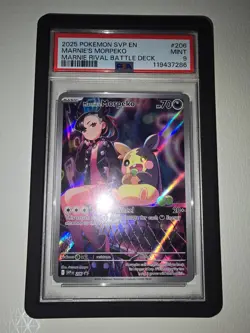 2025 POKEMON SVP EN-SV BLACK STAR PROMO #206 MARNIE'S MORPEKO PSA 9 Black Guard - Image 1