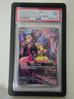 2025 POKEMON SVP EN-SV BLACK STAR PROMO #206 MARNIE'S MORPEKO PSA 9 Black Guard - Image 3