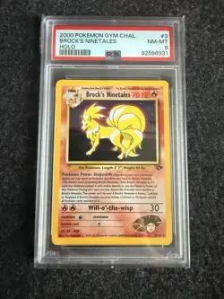 2000 Pokemon TCG Gym Challenge Brock’s Ninetales Holo Rare PSA 8 - Image 1