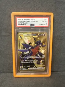 Pokemon 2025 Destined Rivals Cynthia's Garchomp EX Gold Hyper Rare #241 PSA 10 - Image 1