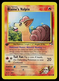 Pokemon Card - Blaine's Vulpix Gym Heroes 65/132 Common 1st Edition - Image 1