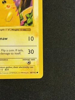 Pokemon TCG - Pikachu 58/102 Base Set Shadowless Red Cheeks, Vintage WOTC | LP+ - Image 4
