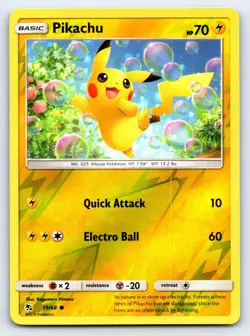 Pikachu 19/68 Common Hidden Fates Pokemon Reverse Holo Lightly Played - Image 1