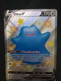 Ditto V SV118/SV122 Shiny Holo Rare Shining FateS Pokemon TCG - Image 1