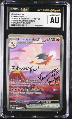 Pokemon 151 Charizard EX 199/165 Veronica Taylor Signed CGC JSA Authentic Auto - Image 1
