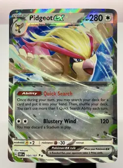 Pidgeot ex 164/197 Double Rare Obsidian Flames Pokemon NM - Image 1