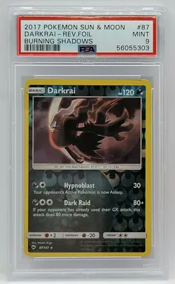 2017 Pokemon Burning Shadows #87 Reverse Foil - PSA Mint 9 - DARKRAI - Image 1