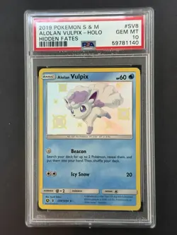 2019 POKEMON SUN & MOON HIDDEN FATES #SV8 ALOLAN VULPIX-HOLO PSA 10 - Image 2