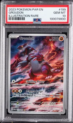 2023 POKEMON PAR EN-PARADOX RIFT ILLUSTRATION RARE #199 GROUDON PSA 10 - Image 1