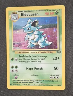 Nidoqueen 7/64 Jungle Holo Rare 1999 WOTC Pokemon TCG Vintage LP - Image 2