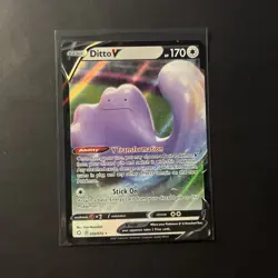 Pokemon TCG Ditto v 050/072 Shining Fates Ultra Rare Near Mint Condition - Image 1
