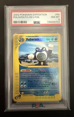 Poliwrath Expedition Base set 2002 Reverse Holo 60/165 Pokemon Card PSA 8 NM-MT - Image 1