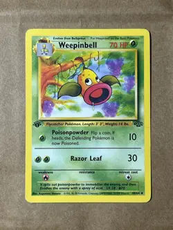 1st Edition Weepinbell 48/64 Jungle Set 1999 Vintage Pokemon TCG Card - LP - Image 1