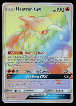 Pokemon Heatran GX 238/236 Sun & Moon Unified Minds Rainbow Rare Near Mint - Image 1