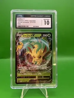 CGC Graded 10 Gem Mint Leafeon V 011/172 VSTAR Universe Pokemon Card S12a - Image 1