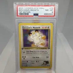 2000 Pokemon Gym Challenge #74 Giovanni's Meowth 1st Edition PSA 8 NM-MT - Image 1