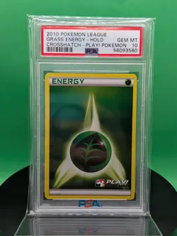 PSA 10 Grass Energy Holo Crosshatch PLAY! POKEMON Trio Season Promo 2010 English - Image 1