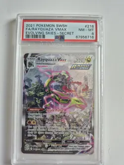 Pokemon 2021 Evolving Skies Rayquaza VMAX Alt Art Secret Rare Holo PSA 8 - Image 1