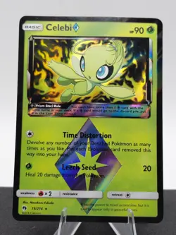 Celebi ◇ 19/214 Prism Star Rare Lost Thunder Pokemon Holo Near Mint - Image 1