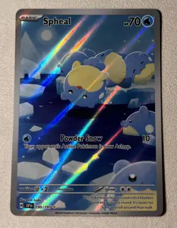 Pokemon TCG Spheal 199/191 Sv08 Surging Sparks Illustration Rare Holo 2024 - Image 1
