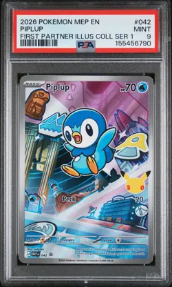 2026 POKEMON MEP EN-ME BLACK STAR PROMO #042 PIPLUP PSA 9 - Image 1
