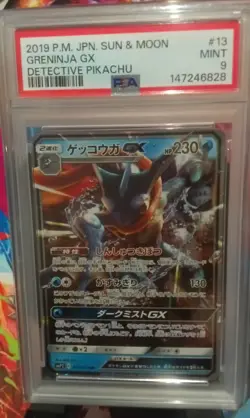 PSA 9 GEM MINT Japanese Pokemon 2019 Greninja GX 013/024 Detective Pikachu SMP2 - Image 1