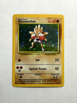 Hitmonchan Base Set Unlimited 7/102 Holo LP - Pokemon Card TCG Vintage - Image 1