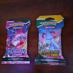 Pokemon TCG Evolving Skies + Fusion Strike Sleeved Booster Packs Lot 2 - Image 1