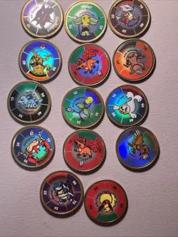 Lot of 14 Vintage Pokemon Battling Coin Game Tokens - Includes Blastoise - Image 1