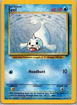 Seel 41/102 Uncommon Base Set Unlimited Pokemon Near Mint - Image 1
