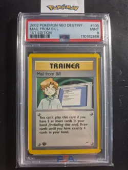 First Edition 2002 Pokemon Neo Destiny 105/105 "Mail from Bill" PSA Mint 9 - Image 1