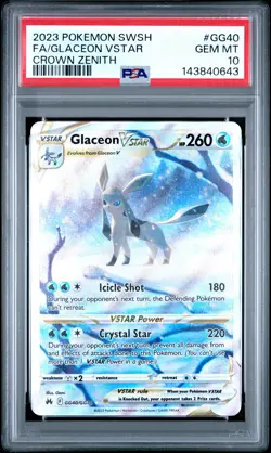 PSA 10 Glaceon Vstar GG40/GG70 Sword Shield Crown Zenith Pokemon - Image 1