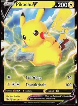 Pikachu V 086/264 Holo V Rare Fusion Strike Pokemon Holo Near Mint - Image 1