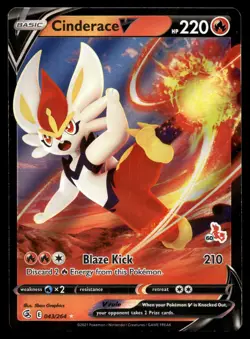 POKEMON CINDERACE V FUSION STRIKE 043/264 HOLO V RARE NM/M - Image 1