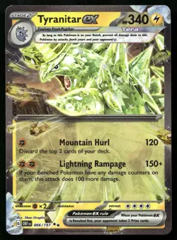 POKEMON TYRANITAR EX OBSIDIAN FLAMES 066/197 DOUBLE RARE NM/M - Image 1