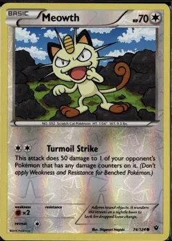 Meowth Common XY Fates Collide 74/124 Colorless Reverse Holo Pokemon Card - Image 1