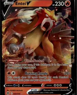 Entei V Ultra Rare SWSH09: Brilliant Stars 022/172 Fire Holofoil Pokemon Card - Image 1