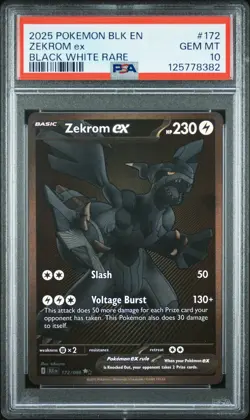 2025 POKEMON BLK EN-BLACK BOLT BLACK WHITE RARE #172 ZEKROM EX PSA 10 - Image 1